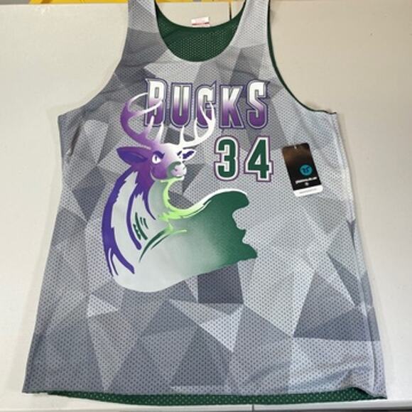 Ray Allen Milwaukee Bucks Mitchell & Ness Reversible Mesh Jersey - Picture 3 of 4